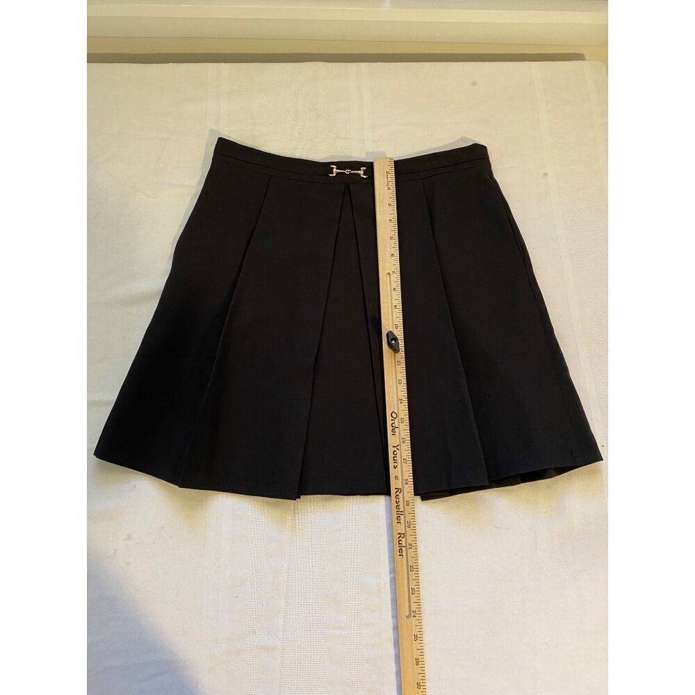 Ellison Black Pleated Skirt With Gold Hardware Accent Size L - Picture 6 of 10
